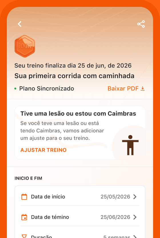 Tela do app Movyn com o plano de treino sincronizado